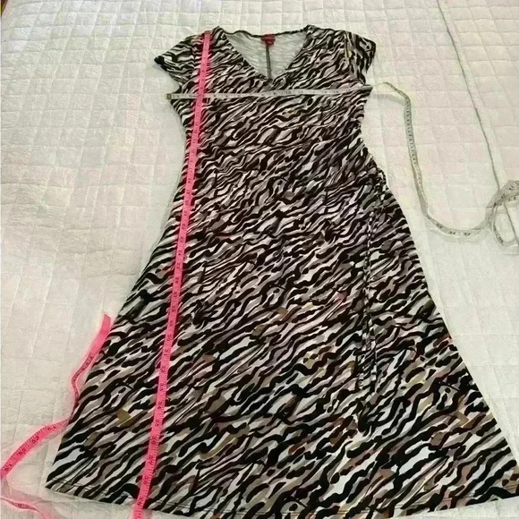 Merona Tiger Print Ruched Dress Faux Wrap Fitted Work Dressy Career Size Small - Picture 5 of 6